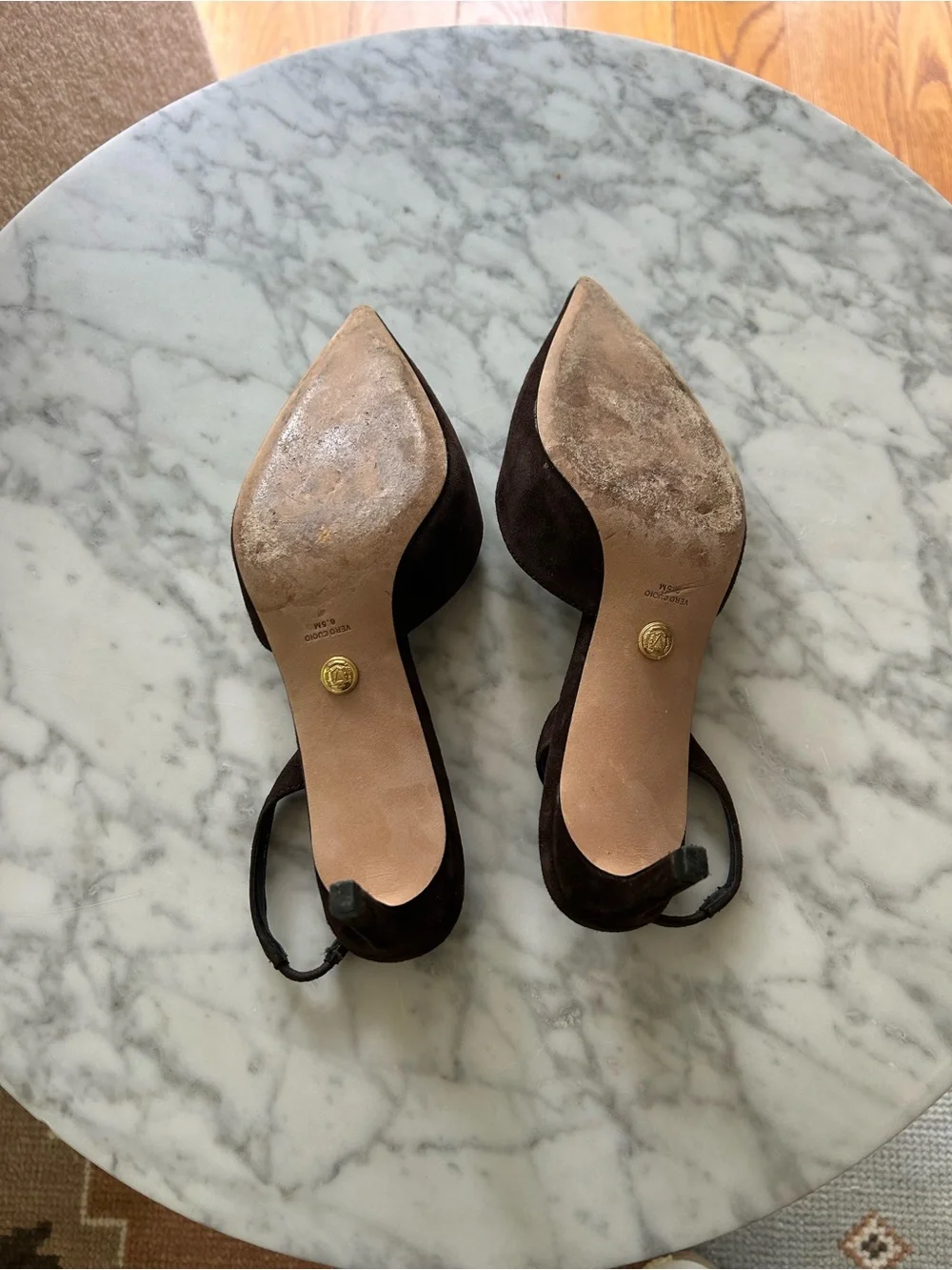 Veronica Beard Caroline Pointed-Toe Suede Slingback Pumps in Brown - Picture 7 of 9